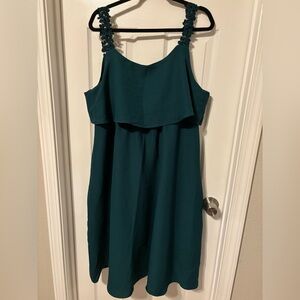 SHEIN Teal Ruffle Midi Dress